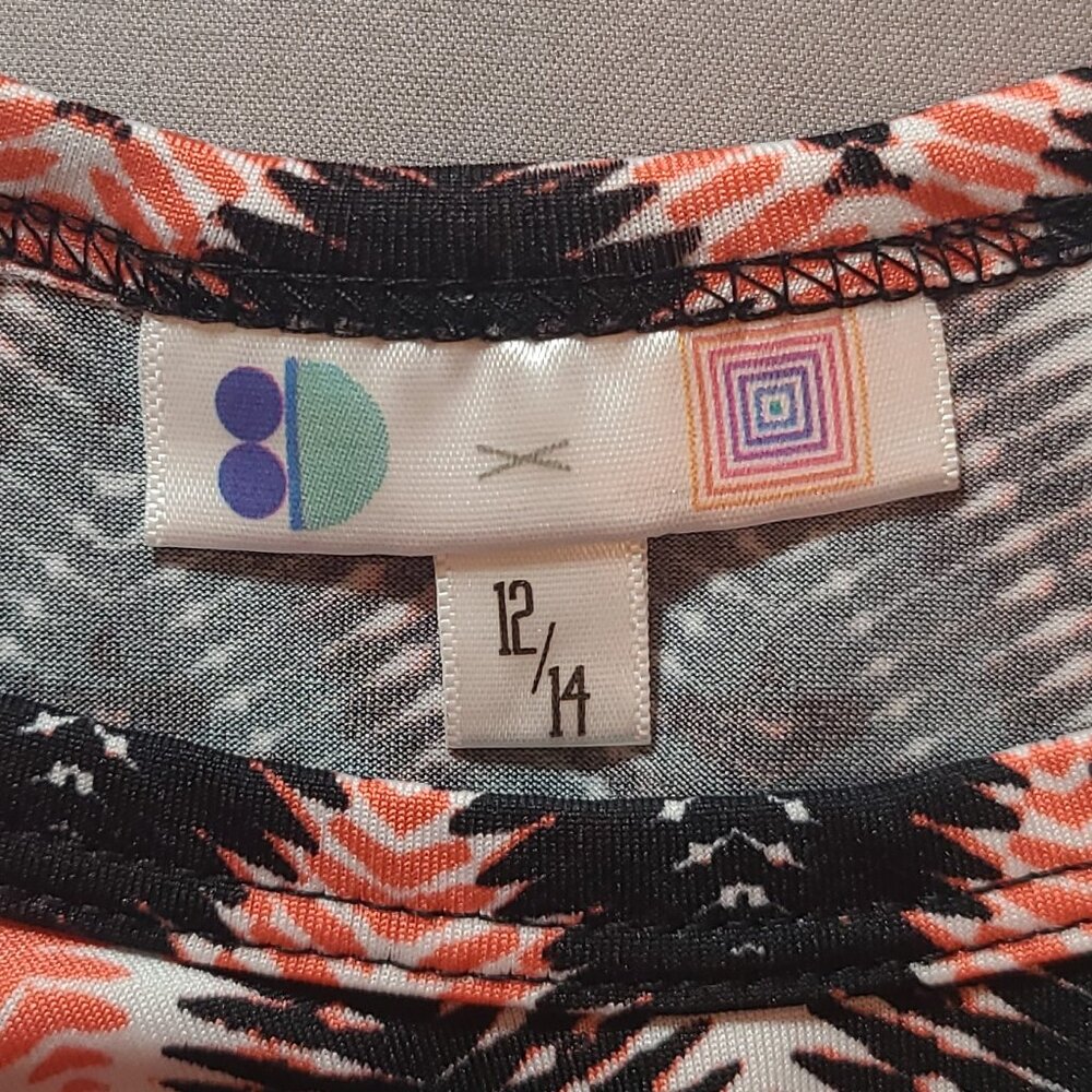 LuLaRoe Zigzag Skater Dress – Size 12/14 | Orange Black White Chevron - Picture 5 of 8